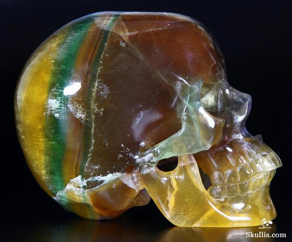 RARE COLORS, HUGE 4.3" FLUORITE Carved Crystal Skull, Super Realistic RARE COLORS, HUGE 4.3" FLUORITE Carved Crystal Skull, Super Realistic