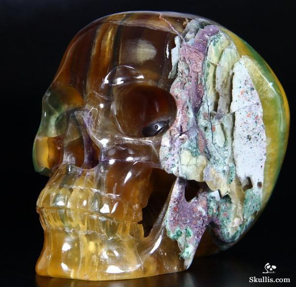 RARE COLORS, HUGE 4.3" FLUORITE Carved Crystal Skull, Super Realistic RARE COLORS, HUGE 4.3" FLUORITE Carved Crystal Skull, Super Realistic