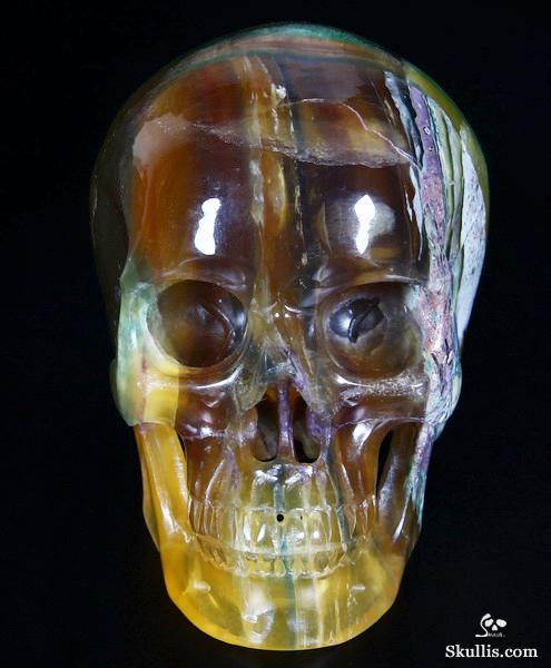 RARE COLORS, HUGE 4.3" FLUORITE Carved Crystal Skull, Super Realistic RARE COLORS, HUGE 4.3" FLUORITE Carved Crystal Skull, Super Realistic