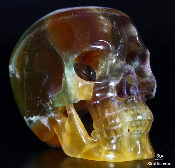 RARE COLORS, HUGE 4.3" FLUORITE Carved Crystal Skull, Super Realistic RARE COLORS, HUGE 4.3" FLUORITE Carved Crystal Skull, Super Realistic