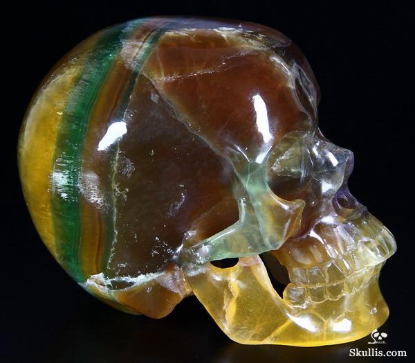 RARE COLORS, HUGE 4.3" FLUORITE Carved Crystal Skull, Super Realistic RARE COLORS, HUGE 4.3" FLUORITE Carved Crystal Skull, Super Realistic