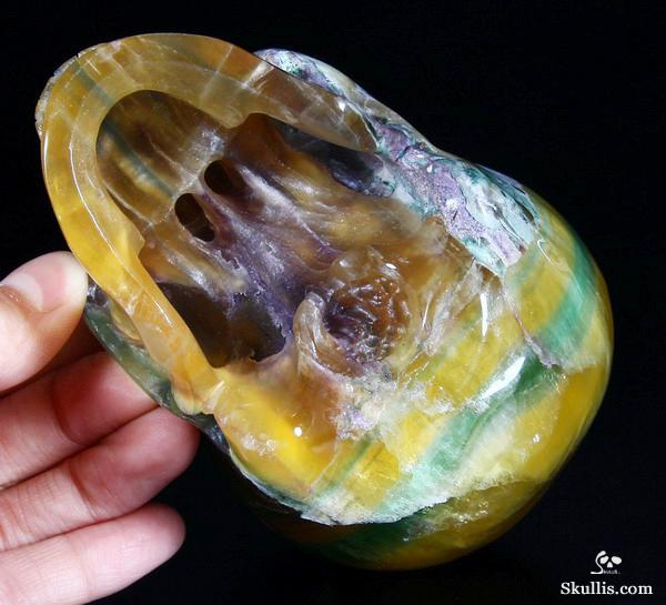 RARE COLORS, HUGE 4.3" FLUORITE Carved Crystal Skull, Super Realistic RARE COLORS, HUGE 4.3" FLUORITE Carved Crystal Skull, Super Realistic