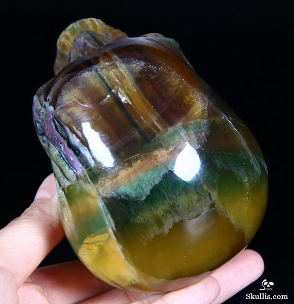 RARE COLORS, HUGE 4.3" FLUORITE Carved Crystal Skull, Super Realistic RARE COLORS, HUGE 4.3" FLUORITE Carved Crystal Skull, Super Realistic