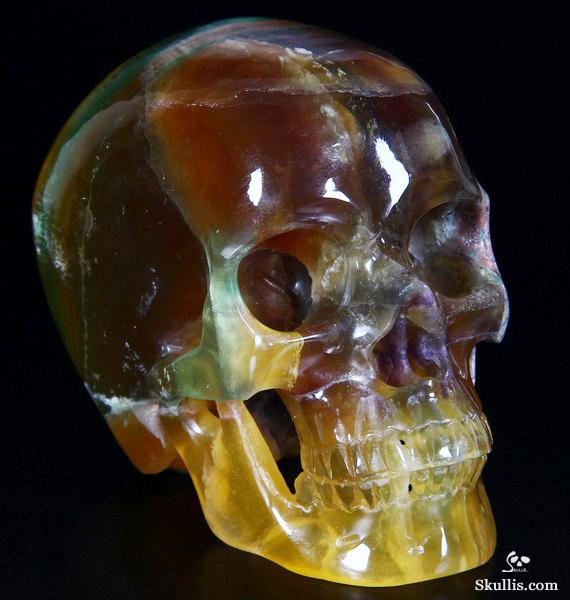 RARE COLORS, HUGE 4.3" FLUORITE Carved Crystal Skull, Super Realistic RARE COLORS, HUGE 4.3" FLUORITE Carved Crystal Skull, Super Realistic