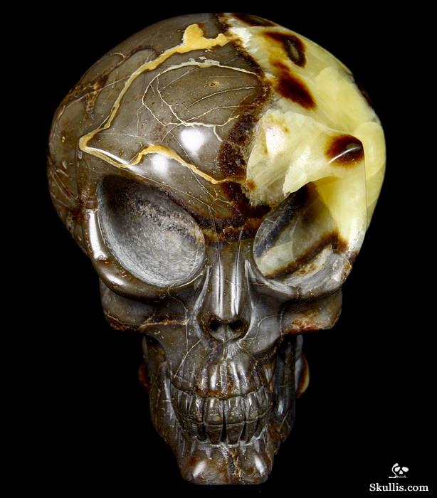 Huge 5.3" Dragon Septarian Stone Carved Crystal Alien Skull Huge 5.3" Dragon Septarian Stone Carved Crystal Alien Skull