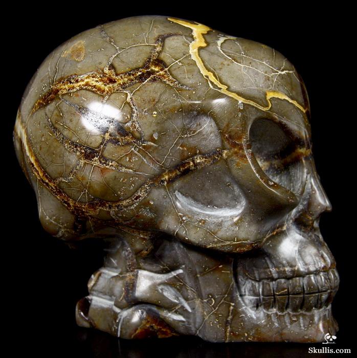 Huge 5.3" Dragon Septarian Stone Carved Crystal Alien Skull Huge 5.3" Dragon Septarian Stone Carved Crystal Alien Skull