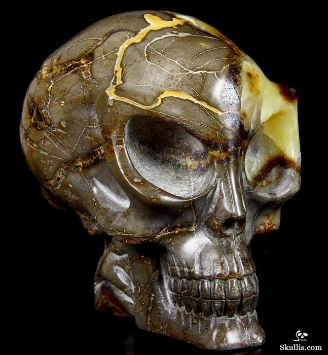 Huge 5.3" Dragon Septarian Stone Carved Crystal Alien Skull Huge 5.3" Dragon Septarian Stone Carved Crystal Alien Skull