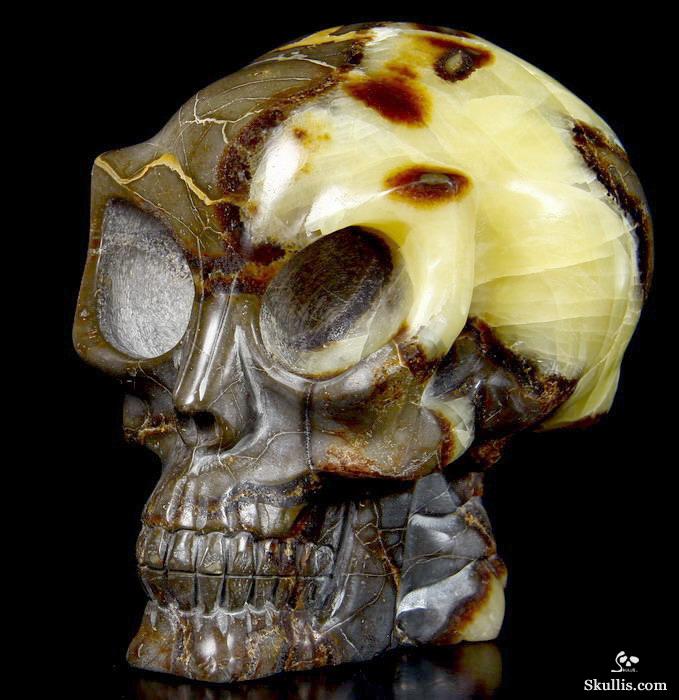 Huge 5.3" Dragon Septarian Stone Carved Crystal Alien Skull Huge 5.3" Dragon Septarian Stone Carved Crystal Alien Skull