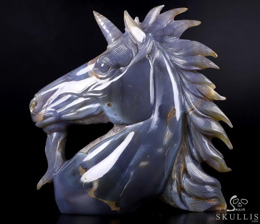 Huge 7.5" Agate Amethyst Geode Carved Crystal Unicorn, Crystal Healing Huge 7.5" Agate Amethyst Geode Carved Crystal Unicorn, Crystal Healing
