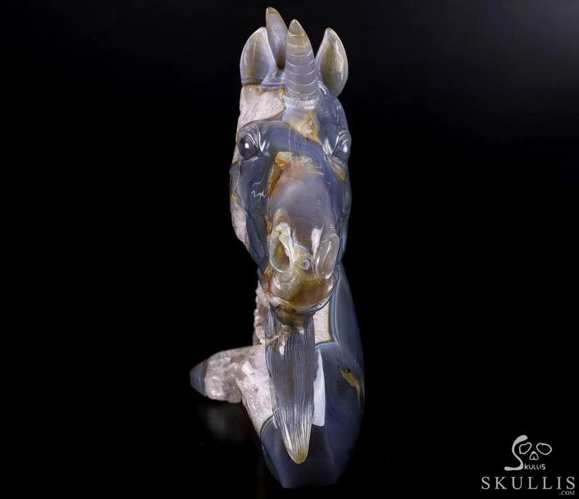 Huge 7.5" Agate Amethyst Geode Carved Crystal Unicorn, Crystal Healing Huge 7.5" Agate Amethyst Geode Carved Crystal Unicorn, Crystal Healing