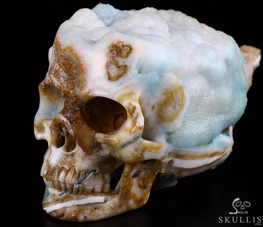 Huge 6.8" Blue Aragonite Geode Carved Crystal Skull Wand/point, Crystal Healing Huge 6.8" Blue Aragonite Geode Carved Crystal Skull Wand/point, Crystal Healing