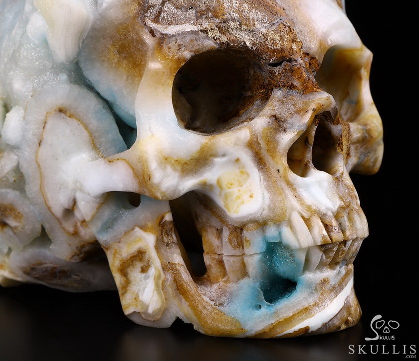 Huge 6.8" Blue Aragonite Geode Carved Crystal Skull Wand/point, Crystal Healing Huge 6.8" Blue Aragonite Geode Carved Crystal Skull Wand/point, Crystal Healing