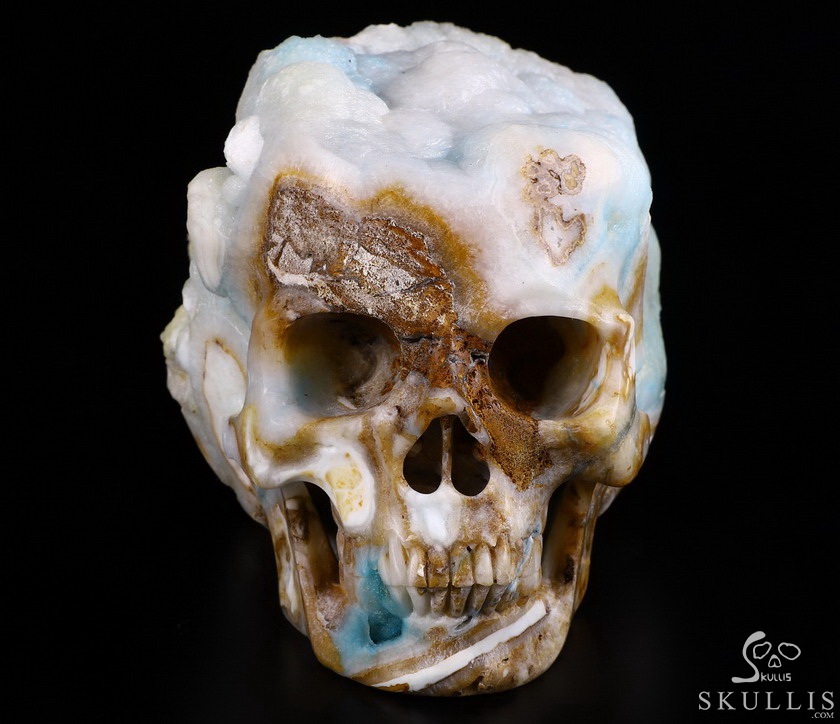 Huge 6.8" Blue Aragonite Geode Carved Crystal Skull Wand/point, Crystal Healing Huge 6.8" Blue Aragonite Geode Carved Crystal Skull Wand/point, Crystal Healing