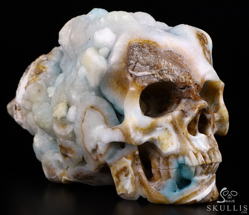Huge 6.8" Blue Aragonite Geode Carved Crystal Skull Wand/point, Crystal Healing Huge 6.8" Blue Aragonite Geode Carved Crystal Skull Wand/point, Crystal Healing