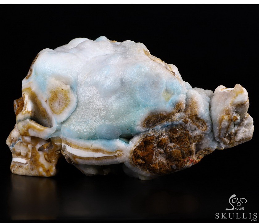 Huge 6.8" Blue Aragonite Geode Carved Crystal Skull Wand/point, Crystal Healing Huge 6.8" Blue Aragonite Geode Carved Crystal Skull Wand/point, Crystal Healing