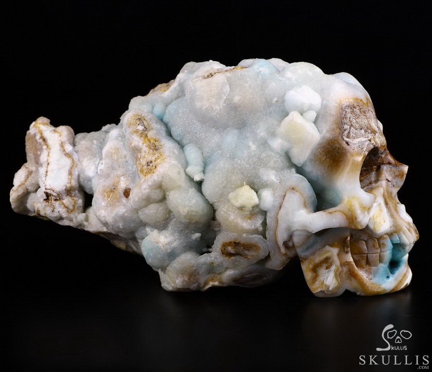 Huge 6.8" Blue Aragonite Geode Carved Crystal Skull Wand/point, Crystal Healing Huge 6.8" Blue Aragonite Geode Carved Crystal Skull Wand/point, Crystal Healing
