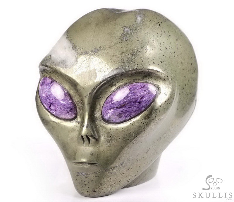 Huge 4.3" Pyrite Star Being Female Alien Crystal Skull Companion With Russia Eyes, Gemstone Fine Art Sculpture,, Reiki Healing Stone Statue Huge 4.3" Pyrite Star Being Female Alien Crystal Skull Companion With Russia Eyes, Gemstone Fine Art Sculpture,, Reiki Healing Stone Statue
