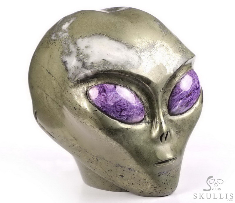 Huge 4.3" Pyrite Star Being Female Alien Crystal Skull Companion With Russia Eyes, Gemstone Fine Art Sculpture,, Reiki Healing Stone Statue Huge 4.3" Pyrite Star Being Female Alien Crystal Skull Companion With Russia Eyes, Gemstone Fine Art Sculpture,, Reiki Healing Stone Statue