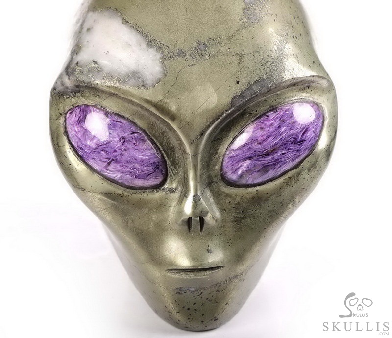 Huge 4.3" Pyrite Star Being Female Alien Crystal Skull Companion With Russia Eyes, Gemstone Fine Art Sculpture,, Reiki Healing Stone Statue Huge 4.3" Pyrite Star Being Female Alien Crystal Skull Companion With Russia Eyes, Gemstone Fine Art Sculpture,, Reiki Healing Stone Statue