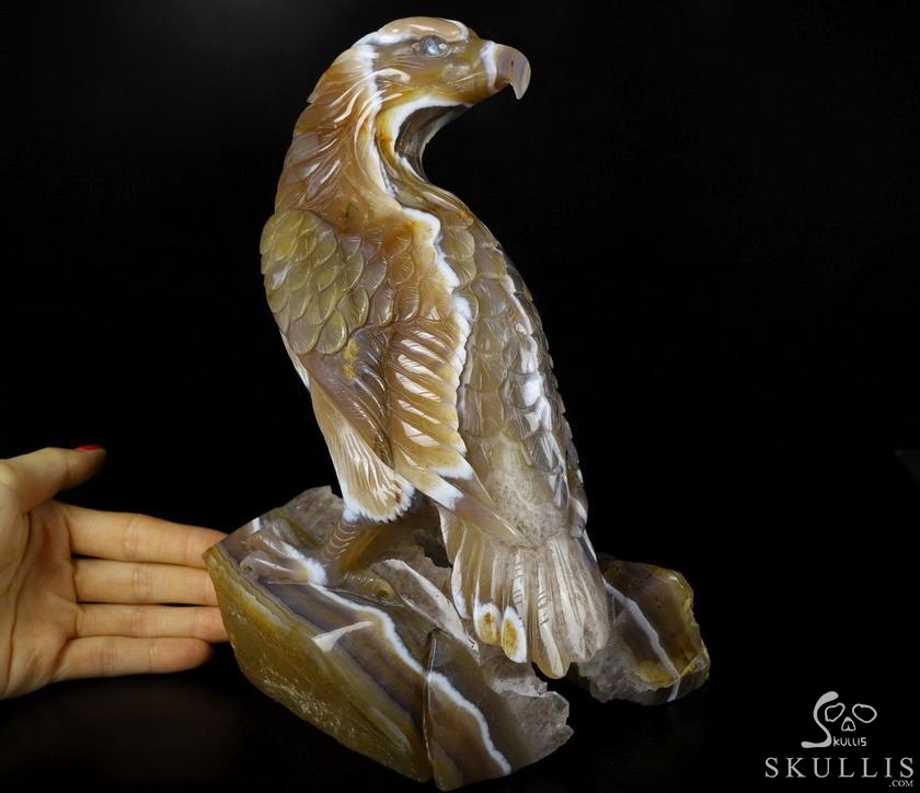 9.3" Agate Geode Carved Crystal Eagle, Labradorite Eyes, Crystal Healing 9.3" Agate Geode Carved Crystal Eagle, Labradorite Eyes, Crystal Healing