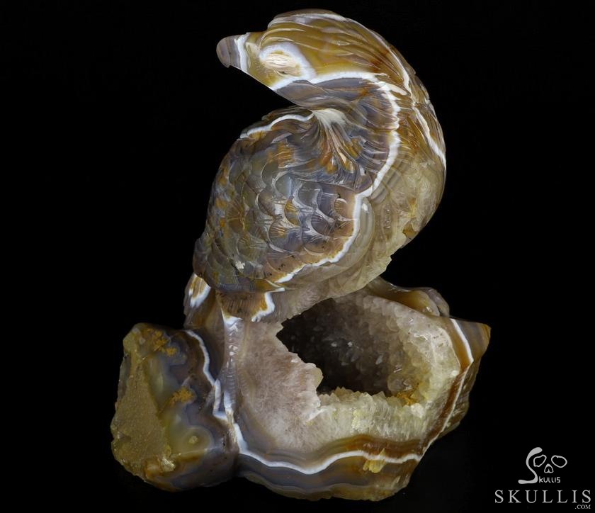 9.3" Agate Geode Carved Crystal Eagle, Labradorite Eyes, Crystal Healing 9.3" Agate Geode Carved Crystal Eagle, Labradorite Eyes, Crystal Healing