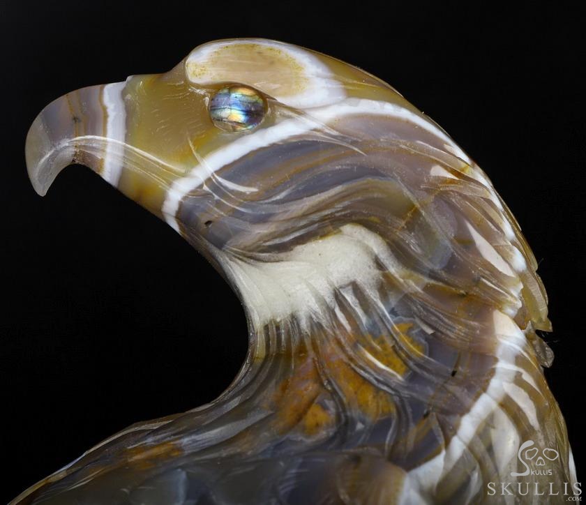 9.3" Agate Geode Carved Crystal Eagle, Labradorite Eyes, Crystal Healing 9.3" Agate Geode Carved Crystal Eagle, Labradorite Eyes, Crystal Healing