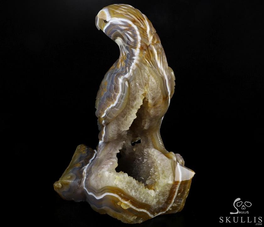 9.3" Agate Geode Carved Crystal Eagle, Labradorite Eyes, Crystal Healing 9.3" Agate Geode Carved Crystal Eagle, Labradorite Eyes, Crystal Healing