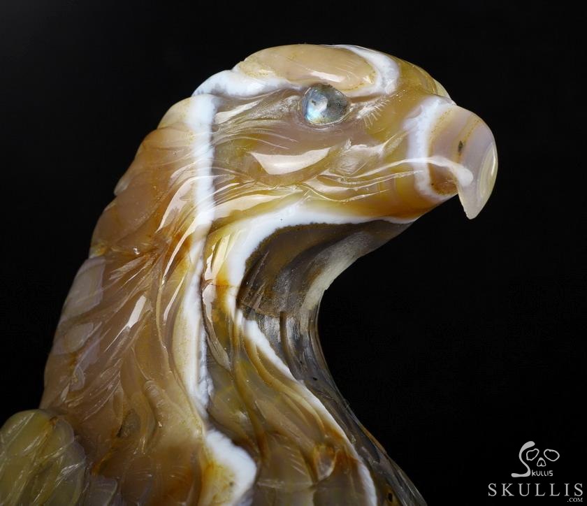 9.3" Agate Geode Carved Crystal Eagle, Labradorite Eyes, Crystal Healing 9.3" Agate Geode Carved Crystal Eagle, Labradorite Eyes, Crystal Healing