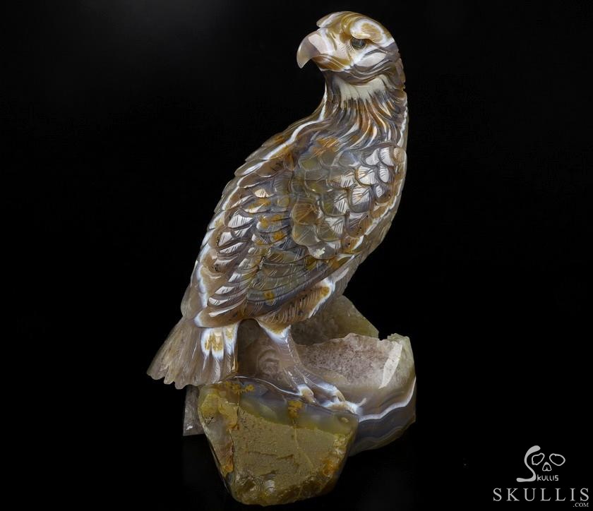 9.3" Agate Geode Carved Crystal Eagle, Labradorite Eyes, Crystal Healing 9.3" Agate Geode Carved Crystal Eagle, Labradorite Eyes, Crystal Healing