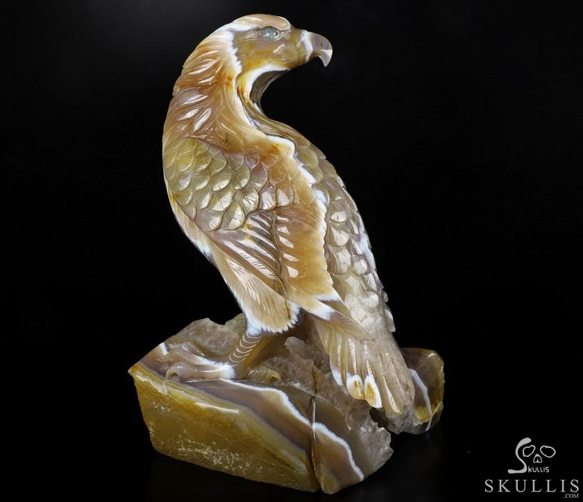 9.3" Agate Geode Carved Crystal Eagle, Labradorite Eyes, Crystal Healing 9.3" Agate Geode Carved Crystal Eagle, Labradorite Eyes, Crystal Healing