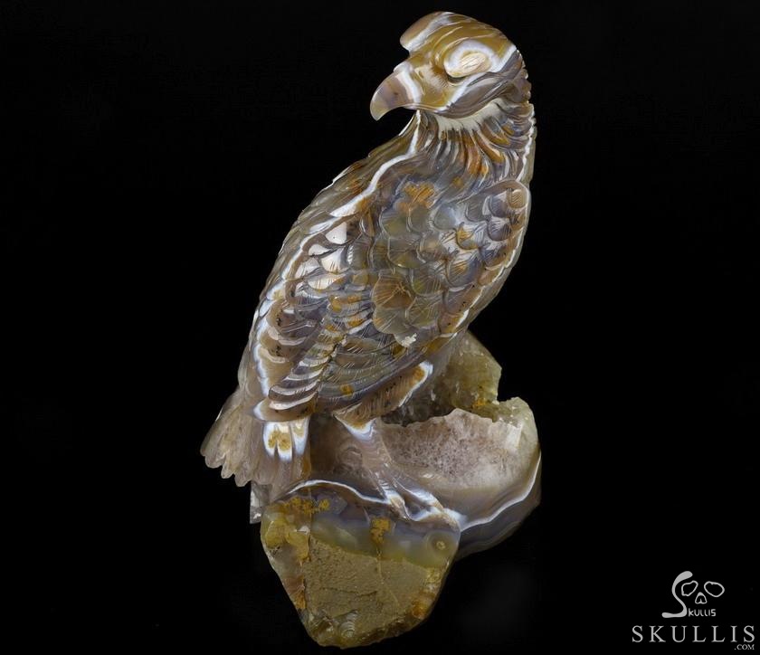 9.3" Agate Geode Carved Crystal Eagle, Labradorite Eyes, Crystal Healing 9.3" Agate Geode Carved Crystal Eagle, Labradorite Eyes, Crystal Healing