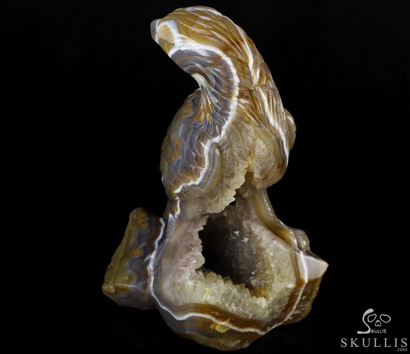 9.3" Agate Geode Carved Crystal Eagle, Labradorite Eyes, Crystal Healing 9.3" Agate Geode Carved Crystal Eagle, Labradorite Eyes, Crystal Healing