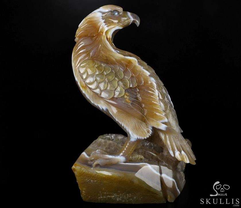 9.3" Agate Geode Carved Crystal Eagle, Labradorite Eyes, Crystal Healing 9.3" Agate Geode Carved Crystal Eagle, Labradorite Eyes, Crystal Healing