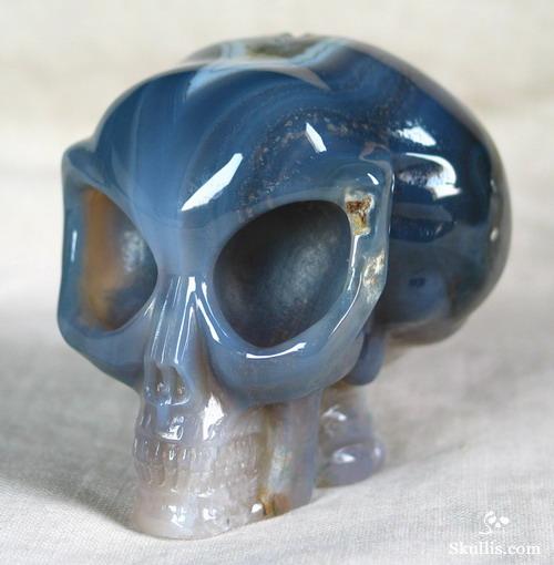 2.6" Agate Geode Carved Crystal Alien Skull 2.6" Agate Geode Carved Crystal Alien Skull