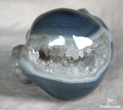 2.6" Agate Geode Carved Crystal Alien Skull 2.6" Agate Geode Carved Crystal Alien Skull
