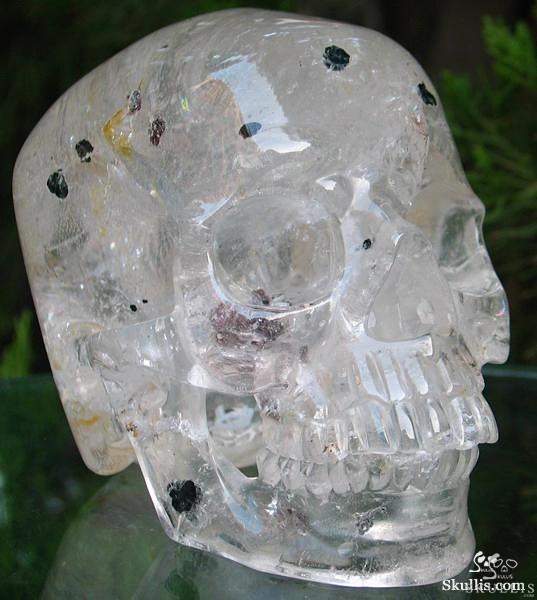 Huge 5.2" Phantom Quartz Rock Crystal Carved Crystal Skull, Super Realistic Huge 5.2" Phantom Quartz Rock Crystal Carved Crystal Skull, Super Realistic