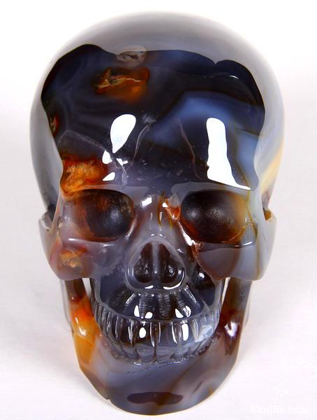 Large 4.4" Agate Carved Crystal Skull, Healing Large 4.4" Agate Carved Crystal Skull, Healing