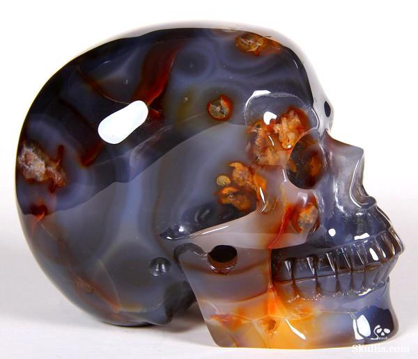 Large 4.4" Agate Carved Crystal Skull, Healing Large 4.4" Agate Carved Crystal Skull, Healing