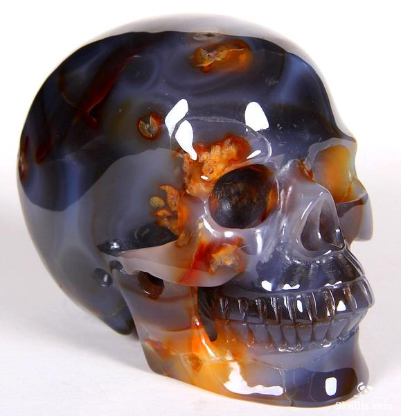 Large 4.4" Agate Carved Crystal Skull, Healing Large 4.4" Agate Carved Crystal Skull, Healing