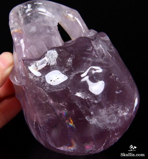 Rainbows! Huge 4.3" Amethyst Carved Crystal Skull, Super Realistic Rainbows! Huge 4.3" Amethyst Carved Crystal Skull, Super Realistic