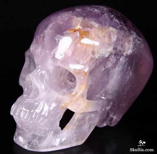 Rainbows! Huge 4.3" Amethyst Carved Crystal Skull, Super Realistic Rainbows! Huge 4.3" Amethyst Carved Crystal Skull, Super Realistic