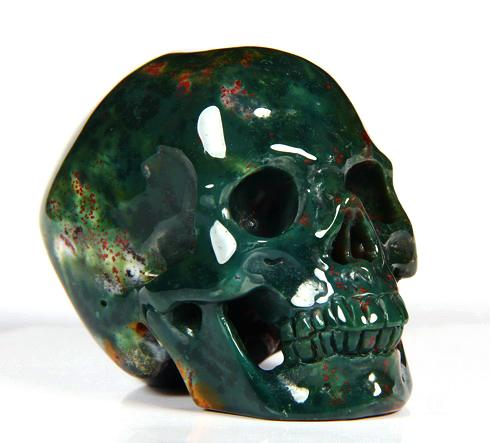 2.0" Bloodstone Carved Crystal Skull, Super Realistic 2.0" Bloodstone Carved Crystal Skull, Super Realistic