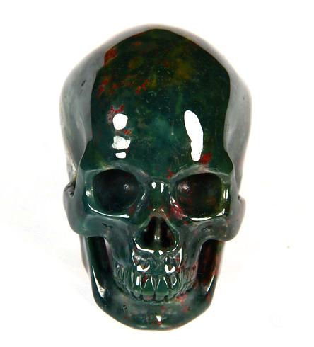 2.0" Bloodstone Carved Crystal Skull, Super Realistic 2.0" Bloodstone Carved Crystal Skull, Super Realistic