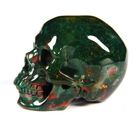 2.0" Bloodstone Carved Crystal Skull, Super Realistic 2.0" Bloodstone Carved Crystal Skull, Super Realistic
