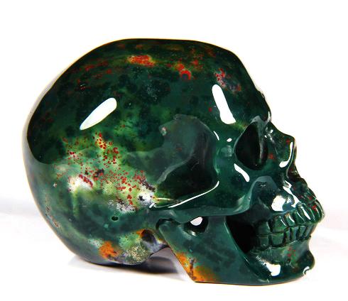 2.0" Bloodstone Carved Crystal Skull, Super Realistic 2.0" Bloodstone Carved Crystal Skull, Super Realistic
