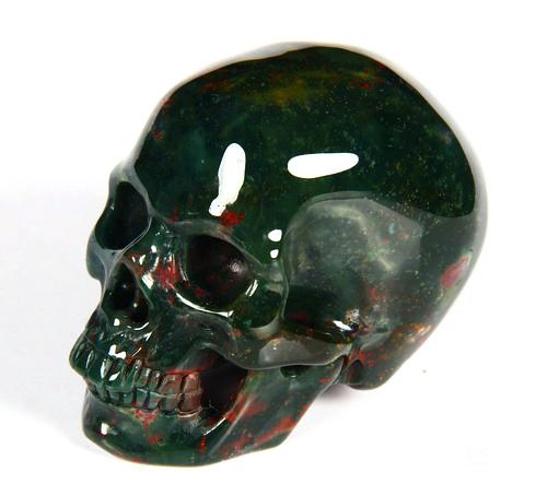 2.0" Bloodstone Carved Crystal Skull, Super Realistic 2.0" Bloodstone Carved Crystal Skull, Super Realistic