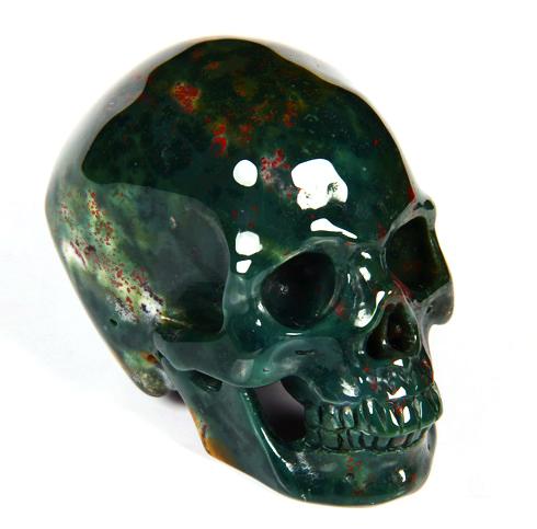 2.0" Bloodstone Carved Crystal Skull, Super Realistic 2.0" Bloodstone Carved Crystal Skull, Super Realistic