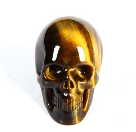 1.5" Gold Tiger Eye Carved Crystal Skull, Realistic 1.5" Gold Tiger Eye Carved Crystal Skull, Realistic