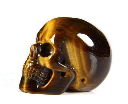 1.5" Gold Tiger Eye Carved Crystal Skull, Realistic 1.5" Gold Tiger Eye Carved Crystal Skull, Realistic