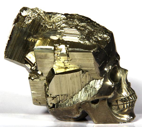 Mineral Specimen 3.4" Pyrite Carved Crystal Skull, Realistic Mineral Specimen 3.4" Pyrite Carved Crystal Skull, Realistic